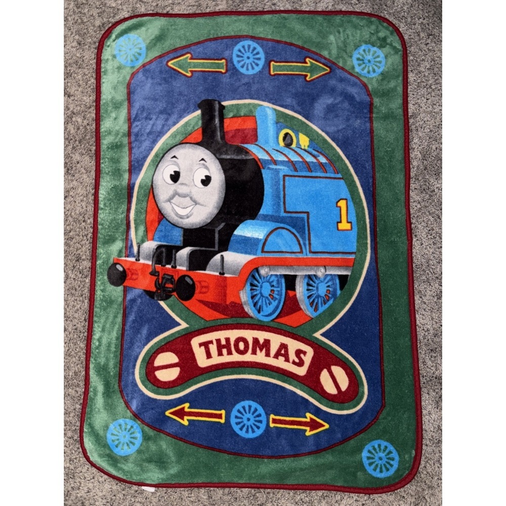 Thomas the Train Baby Blanket Fleece Plush Throw Security Lovey 2007 Y2K Vtg
